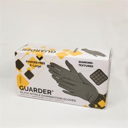 Védőkesztyű, egyszer használatos, nitril, 8,4g, M méret, 100 db, púder nélküli, fekete